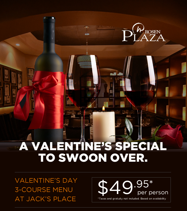 A Valentine's Special To Swoon Over. 3-Course Menu at Jack's Place for $49.95 Per Person. 