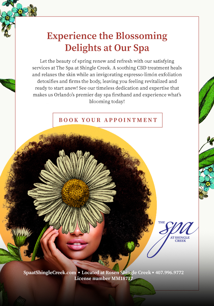 Something Fresh Is Blooming at Our Spa

We’re welcoming spring, the season of renewal, with a revitalized spa menu.  

The menu brings cutting-edge services to The Spa at Shingle Creek, from soothing CBD treatments to our toning Espresso-Limón Exfoliation Detox. Each service is personalized to your needs and guaranteed to refresh and reinvigorate. Yet some things never change, like the unmatched dedication and expertise that make us one of Orlando’s top day spas. 

SpaatShingleCreek.com | Located at Rosen Shingle Creek | 407.996.9772 | License number MM18717